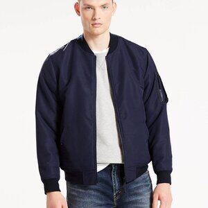 Levi's Men's Navy Blue Nylon Full Zip Bomber Jacket Size S